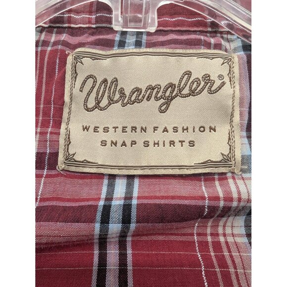 Wrangler Shirt Mens XXL Red Plaid Western Pearl Snap Short Sleeve Cowboy Rodeo - Picture 9 of 9